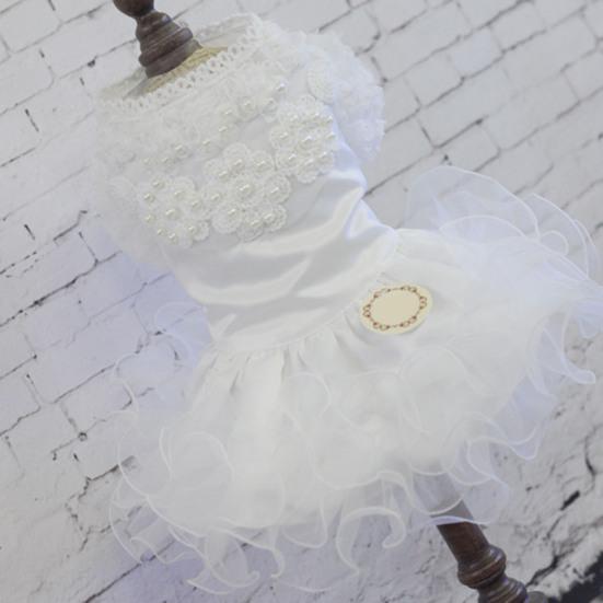 Yousheng Pet Wedding Dress Eye-catching Wear Resistant Polyester Teddy Dog Lace Style Wedding Dress Pet Apparel for Outdoor