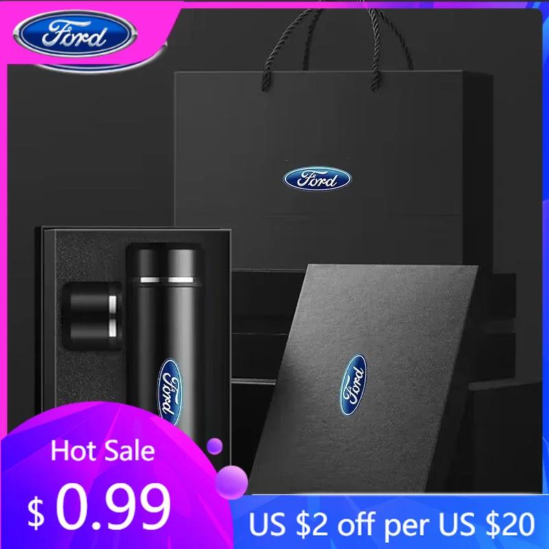 Car Sticker Ford Car Logo Smart Thermos Mug For Ford MK3 MK4 MK5 Fiesta Ecosport Kuga Explorer Edge Mustang 3 4 ST Mondeo Goods