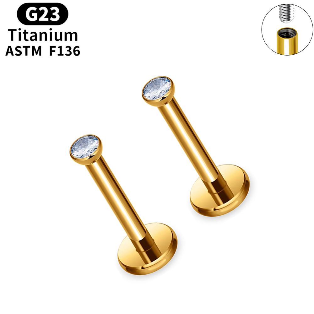 2pcs Titanium 16g Lip Labret Piercing Crystal Ball Monroe Lip Stud Helix Conch Tragus Cartilage Earrings 2/3/4mm CZ Body Jewelry