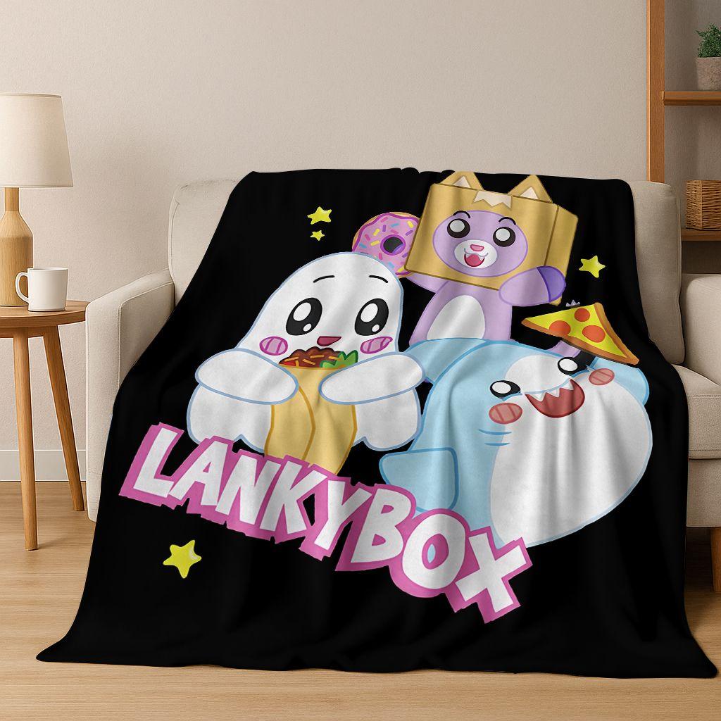 

Мультяшное одеяло Lankybox Милый Фокси Бокси Роки, Фланелевое, Уютное Мягкое Плед для Дома Спальни Кровати Дивана Покрывало для Пикника, Подарок для Детей 75x90cm