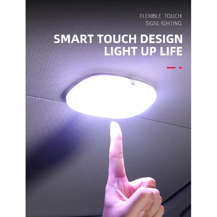 1PCS LED Touch Light Mini Wireless RGB Atmosphere Light USB Charging Auto Roof Ceiling Reading Lamp Car Interior Lighting 5V