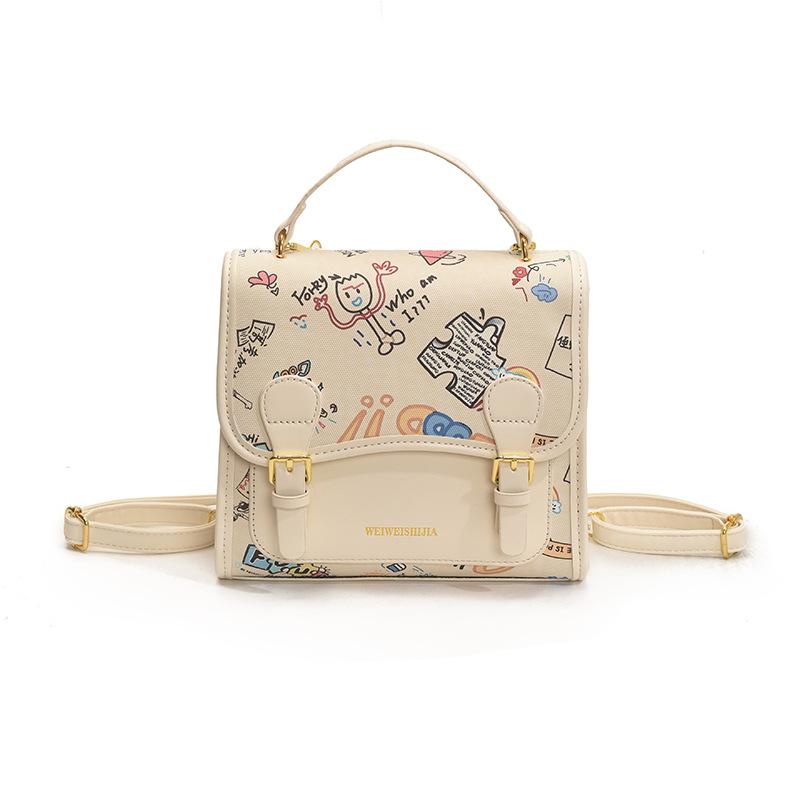Korean version of college style cute cartoon handbag women 2025 new fashion casual simple backpack student schoolbag