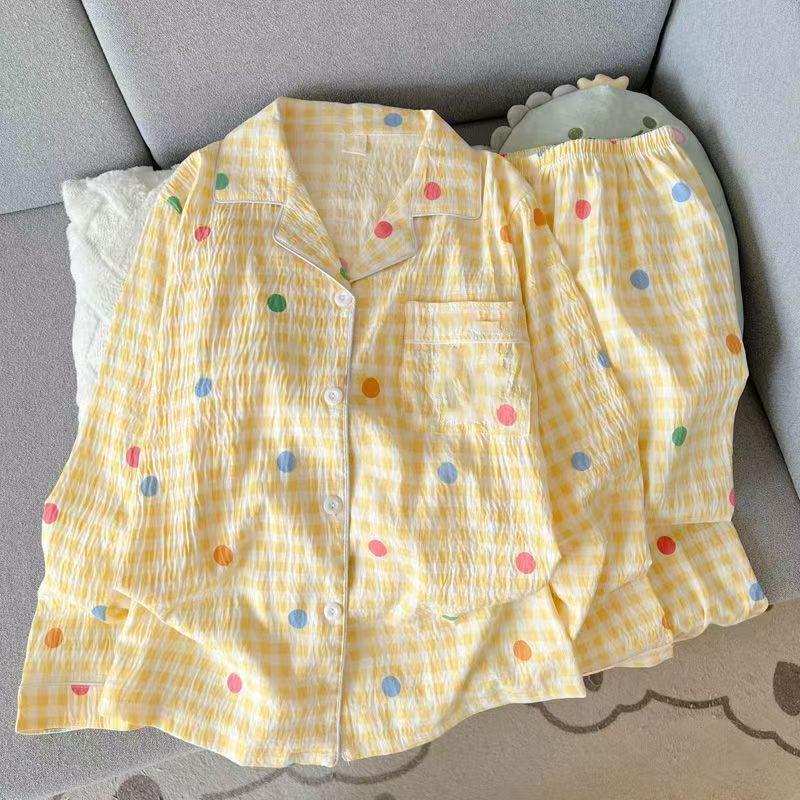 2025 Frühling/Herbst Niedliches Wolken-Baumwoll-Pyjama-Set für Mädchen - Langarm & Hose, Tragbar im Freien