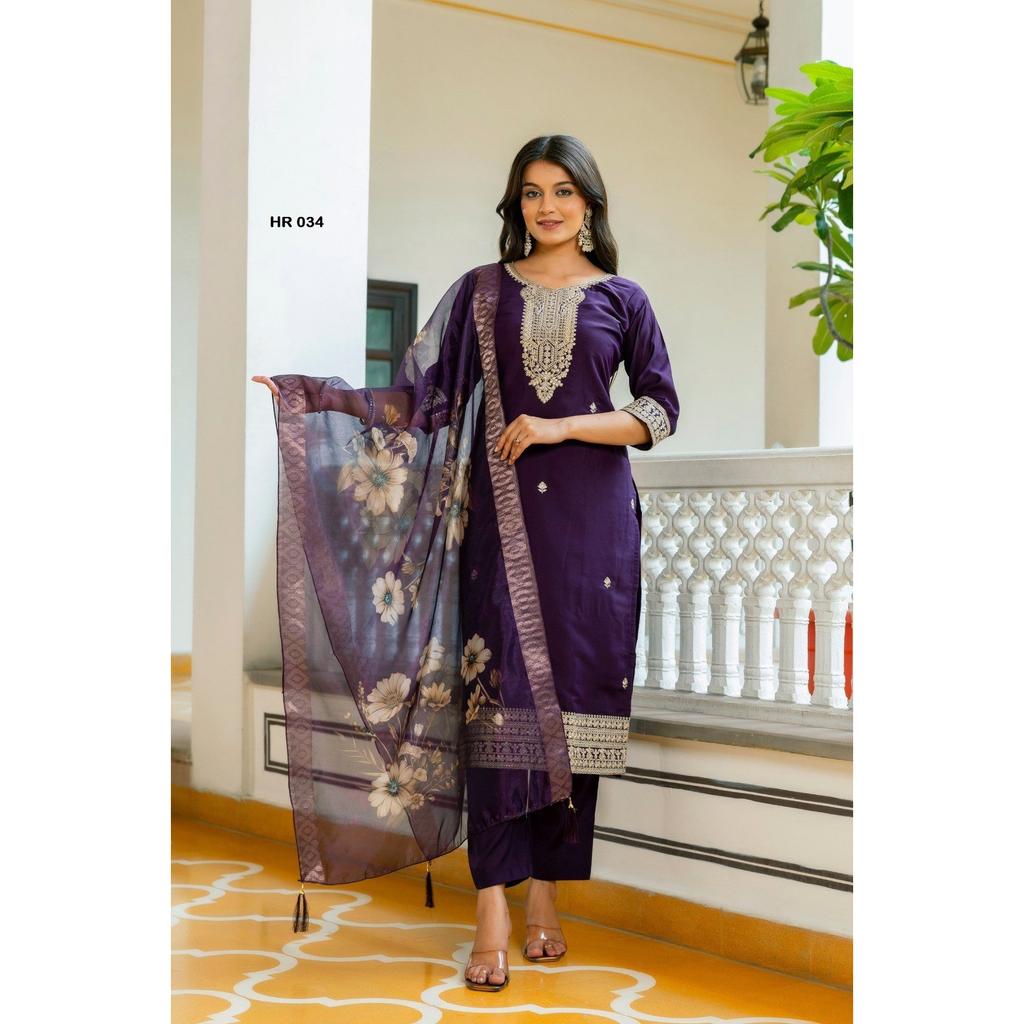 Indian Pakistani Party Wear Kurti Pant Dupatta Set Bollywood Ethnic Kurta Set