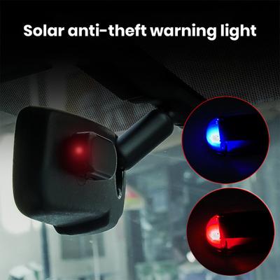 Car Solar Anti-Theft Light Simulated Realistic Flashing Alarm Light Self-adhesive Car Warning Light Auto Accessories