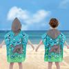 Ocean Adventure Shark Flat Print Hooded Beach Towel Kids Toddler Boy Summer Vacation Beach Pool Poncho Cloak Changing Robe