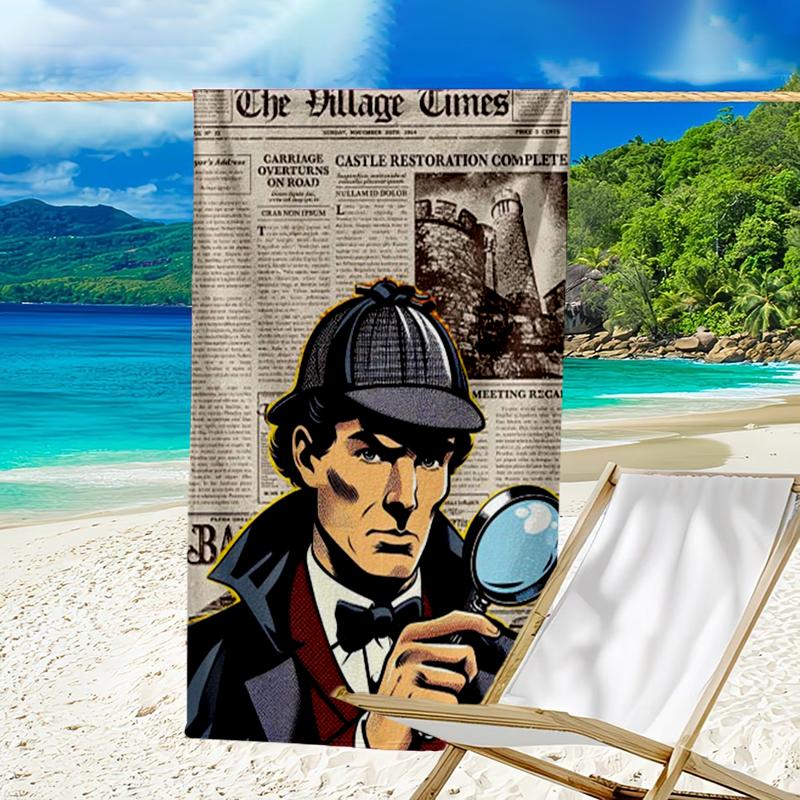 Ultra-Soft Beach Towel with Sherlock Holmes Theme,Ideal for Pool - Camping, Diving - Perfect Travel Essential, Vibrant Beach Towel.