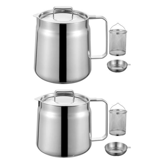 Nerezová nádoba na olejový filtr s výtokovou rukojetí Velkokapacitní všestranná nádoba na olejový filtr Multifunkční nádoba pro potravinářské fritézy pro kempování v kuchyni