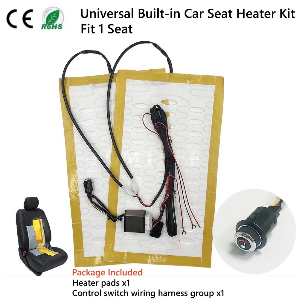 12V Built-in Car Seat Heater Kit Fit 1 Seat,Universal Alloy Wire Heating Pads Control Heated Switch System Wiring Harness