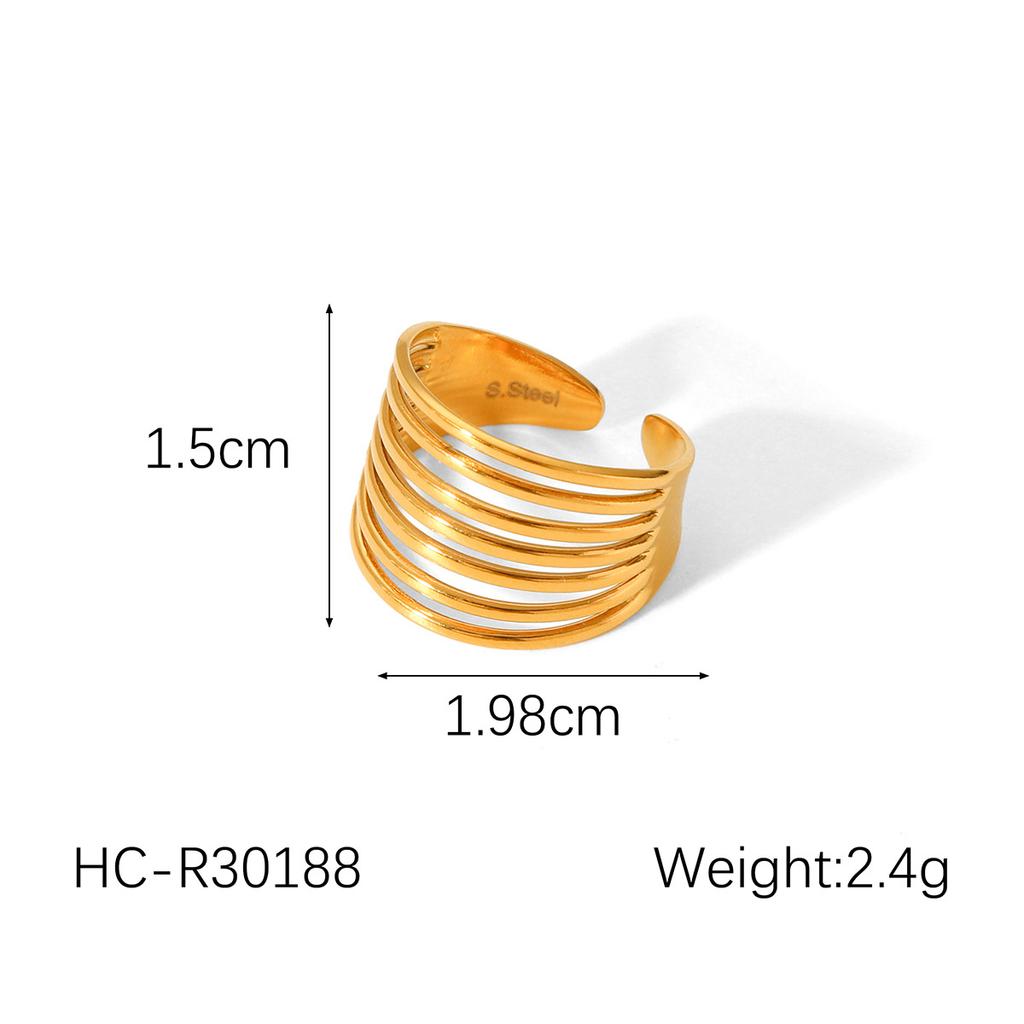 Fashionable geometric irregular stainless steel gold-plated open ring for women, light luxury non-fading titanium steel ring