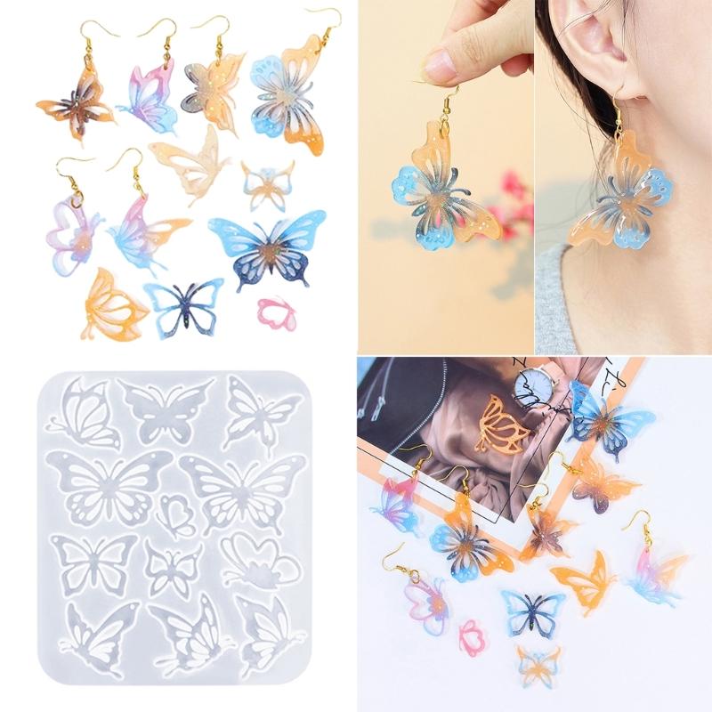 Moules à boucles d'oreilles en forme de papillon accrocheur Moules en silicone pour pendentifs d'oreilles personnalisés pour les amateurs d'artisanat
