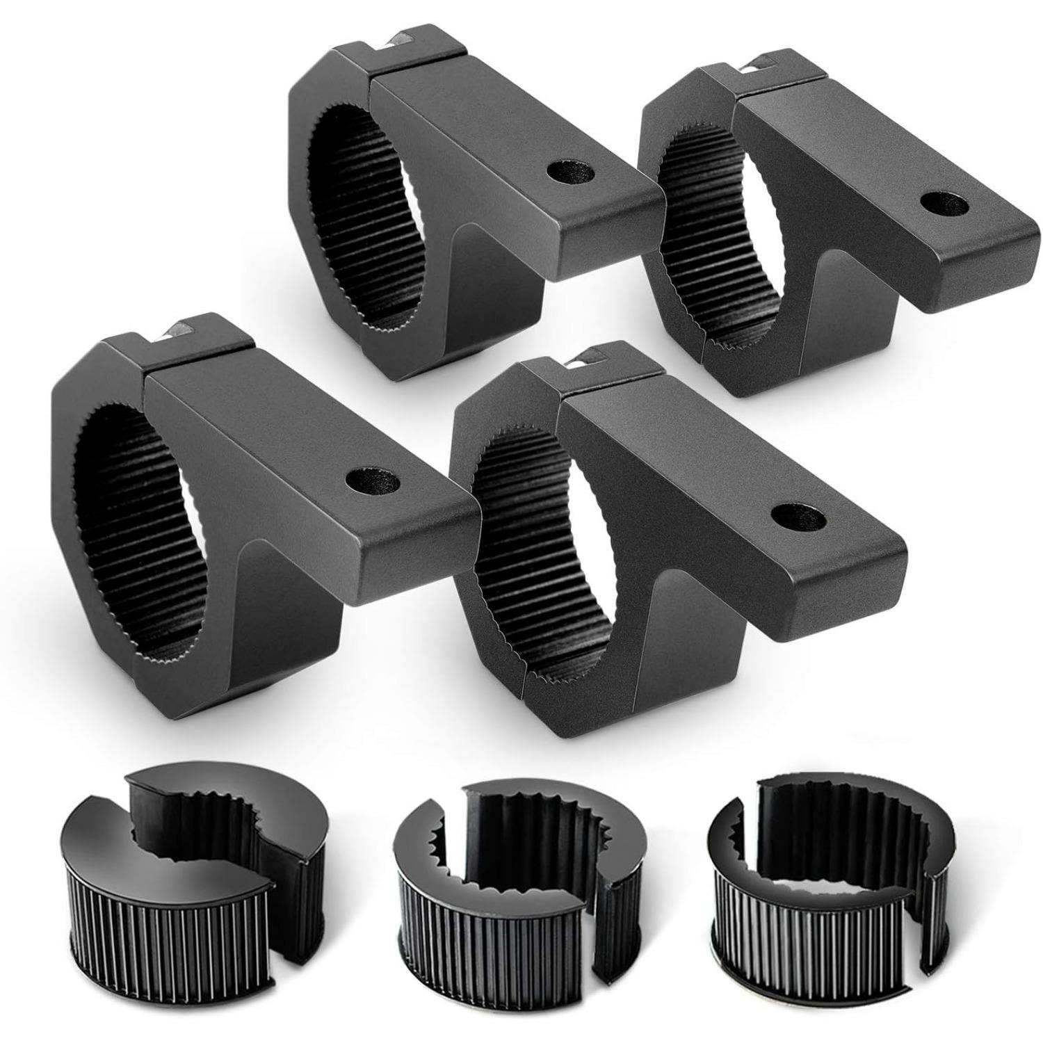 

4PCS Mounting Bracket Kit LED Off-Road Light Horizontal Bar Tube Clamp Roof Roll Cage Holder,2 Years Warranty, Black чорний