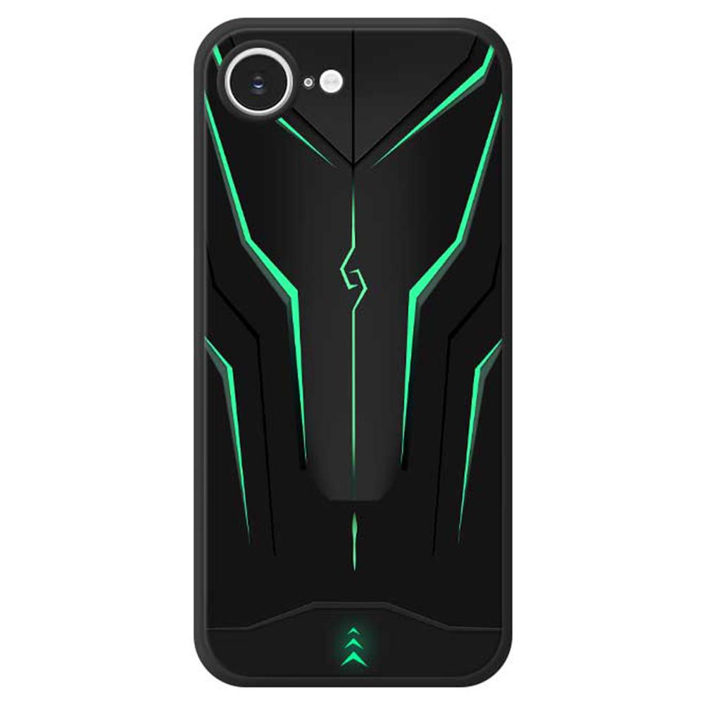 

For iPhone 16e Case Cool Mecha Lines Pattern Printing Straight Edge TPU Phone Back Cover Black