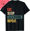 Eat Sleep Taekwondo Repeat  Funny Retro Vintage Taekwondo TShirt Customizable Unisex Summer Streetwear Tops Camiseta