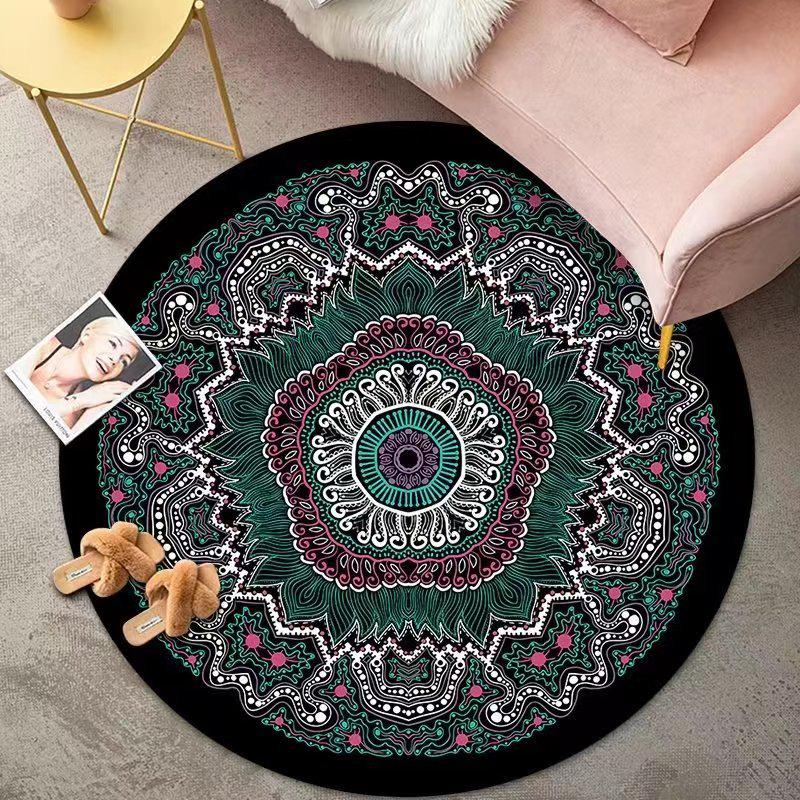 Vintage Crystal Velvet Round Carpet - Large Area Living Room Coverage