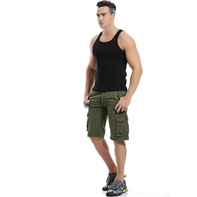 

Summer Men s Workwear Shorts, Outdoor Sports, Multi-pocket, Solid Color Workwear Pants 40 армія зелений колір