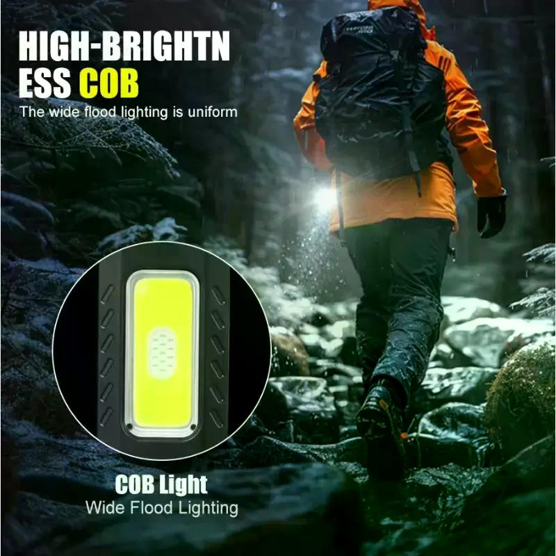 1 Set Portable Mini Torch Outdoor Magnetic LED Flashlight TypeC Rechargeable Light Pocket Lantern Flood Work Lights With 6 Modes