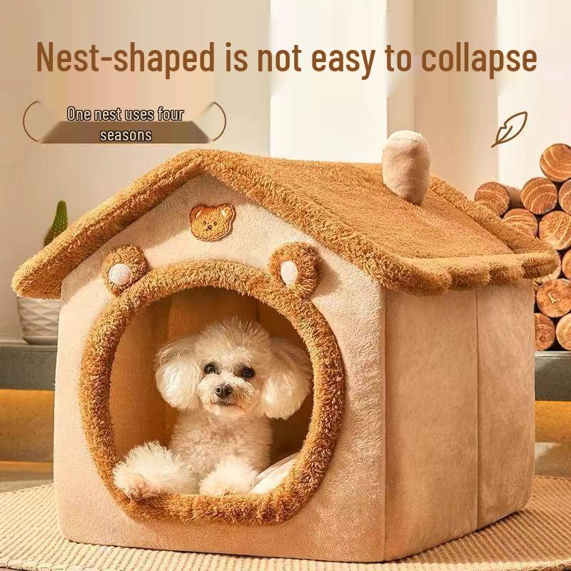 Removable & Washable Pet Nest: Cozy, Semi-Closed House for Cats & Dogs, Suitable for All Seasons