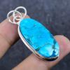 Tibetan Turquoise Gemstone 925 Sterling Silver Jewelry Pendant 2.05"