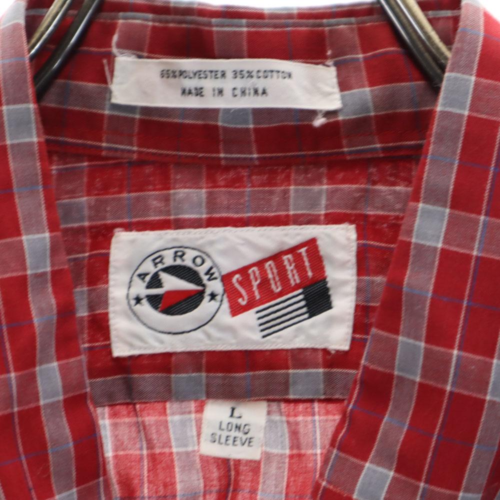 ARROW 70s 80s vintage Check Pattern Long sleeve Button down shirt L SPORT Men's Used