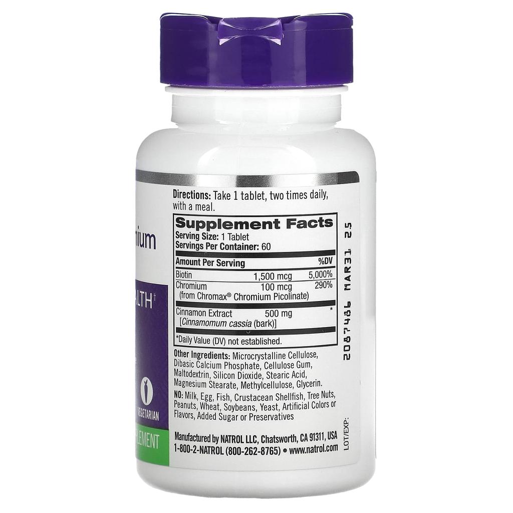 Cinnamon, Chromium & Biotin, 60 Tablets