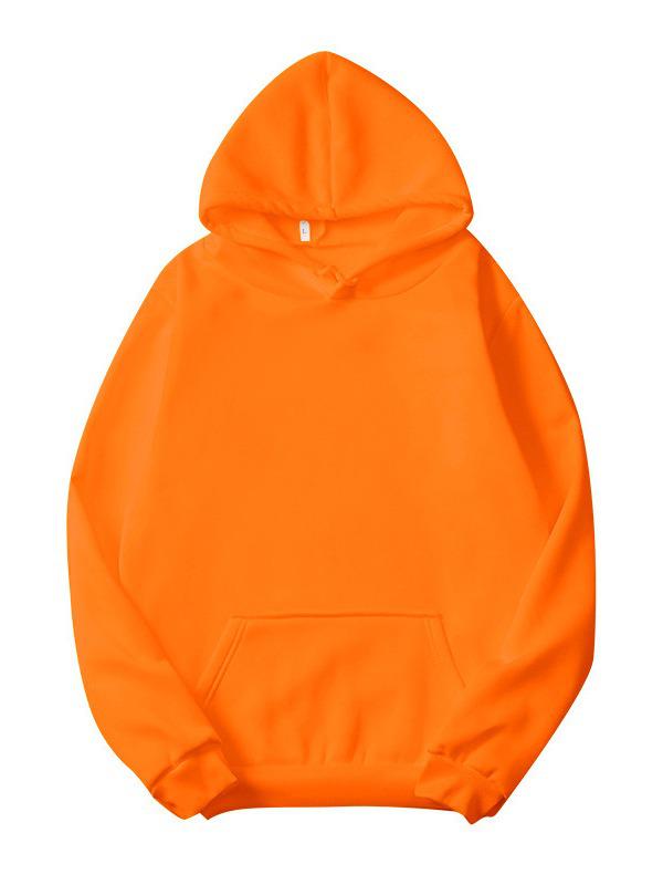European and American Women's Loose Plus Size Fleece-Lined Hooded Sweatshirt, Solid Color, Long Sleeve, New Autumn/Winter Style.