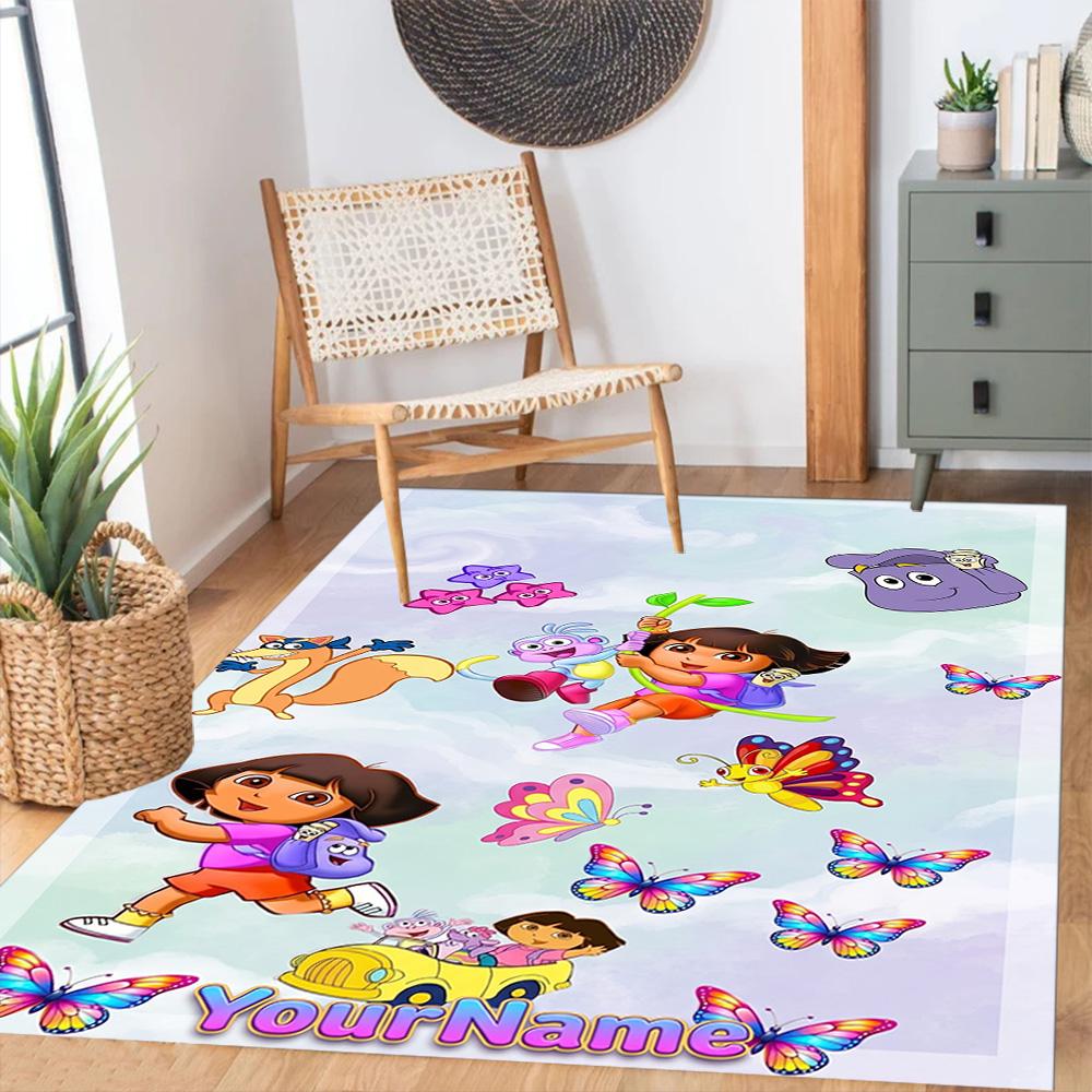 Dora Explorer Customizable Name Floor Rug Office Rug Design for Kitchen Foyer Decorate room Living Rooms Antislip Carpet Anime Office Decor