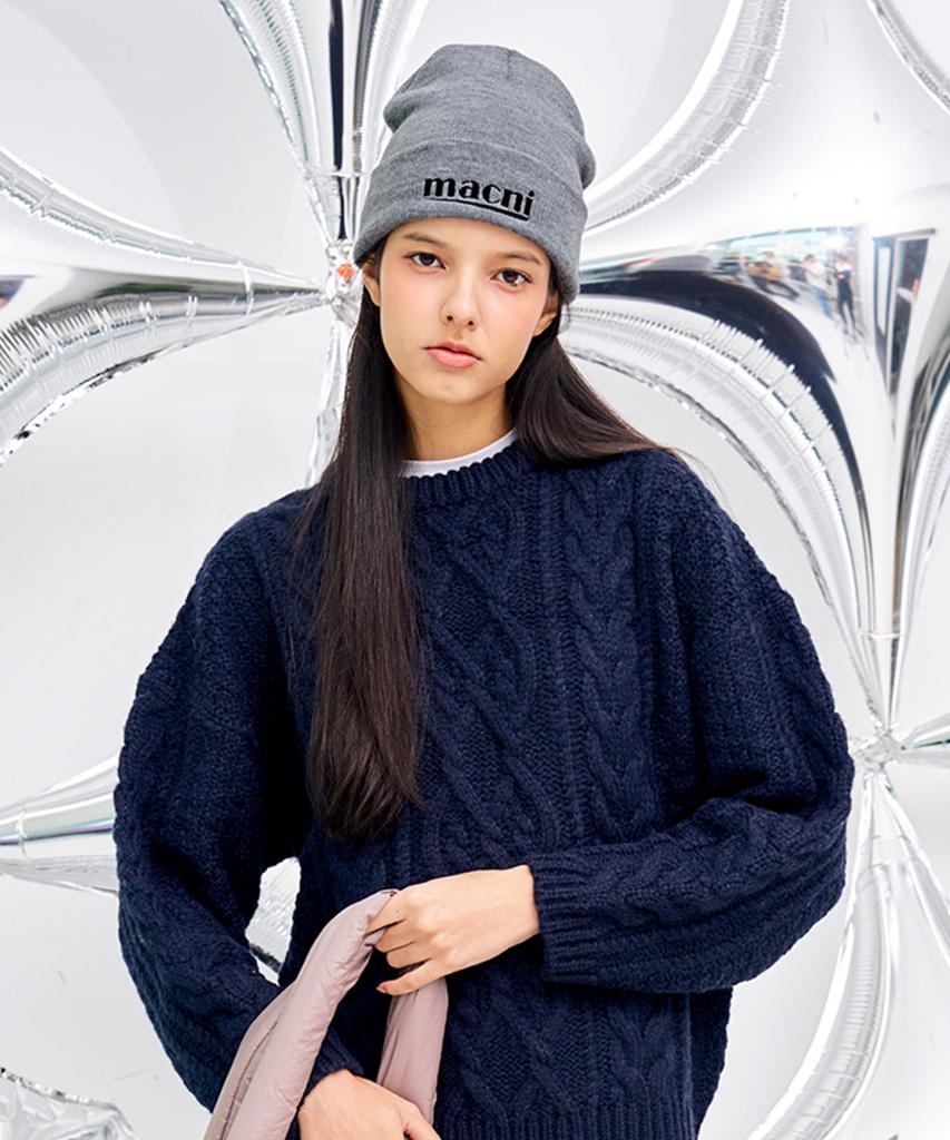 Makeuni Logo Knit Beanie_Grey