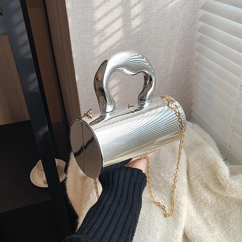 Xiaoxiangfeng Candy-colored Acrylic Box Bag 2025 Autumn and Winter New Laser Dinner Bag Crossbody Chain Bag