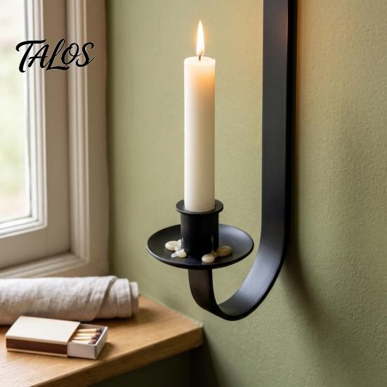 Minimalist Candle Wall Mount Metal Holder, Decorative Sconce for Living Rustic Home Atmosphere Decor Room Bedroom Decor, Modern Hanging Candlestick