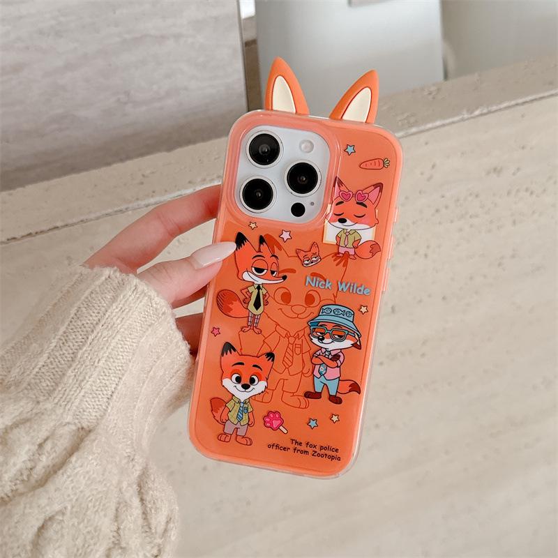 3D Cartoon Ears iPhone Case for Judy & Nick - Compatible with iPhone 17, 16 Pro Max, 15, 14