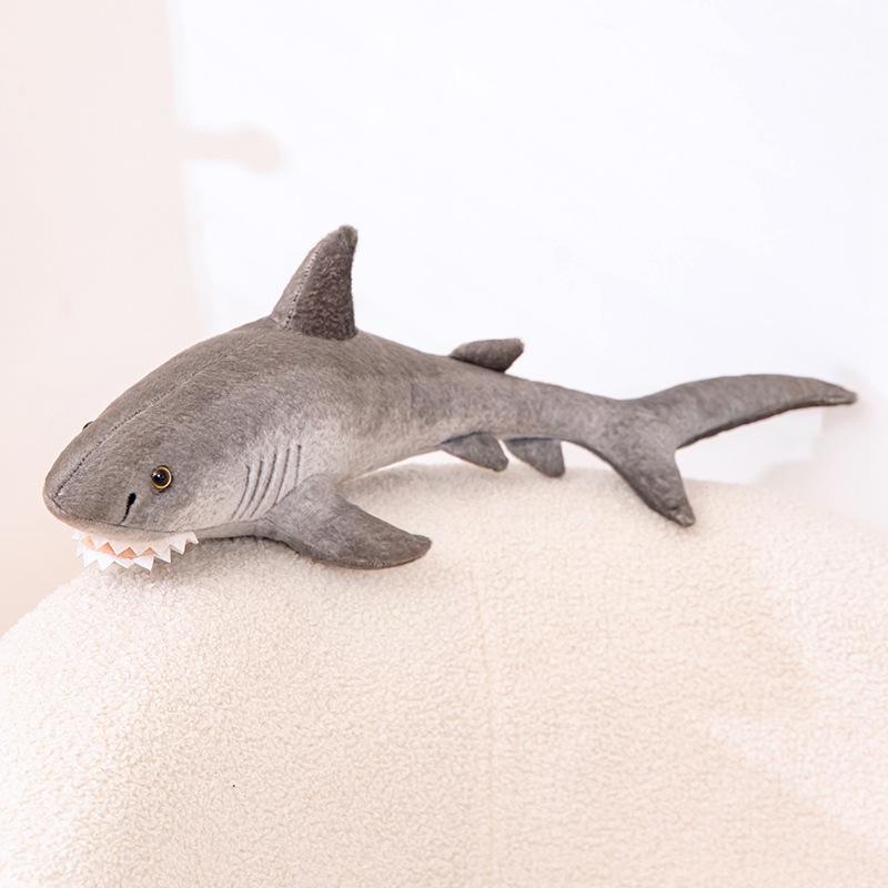 Simulated Marine Life Gray Shark Doll Plush Toy Doll Funny Long Shark Girl Sleeping Pillow Doll