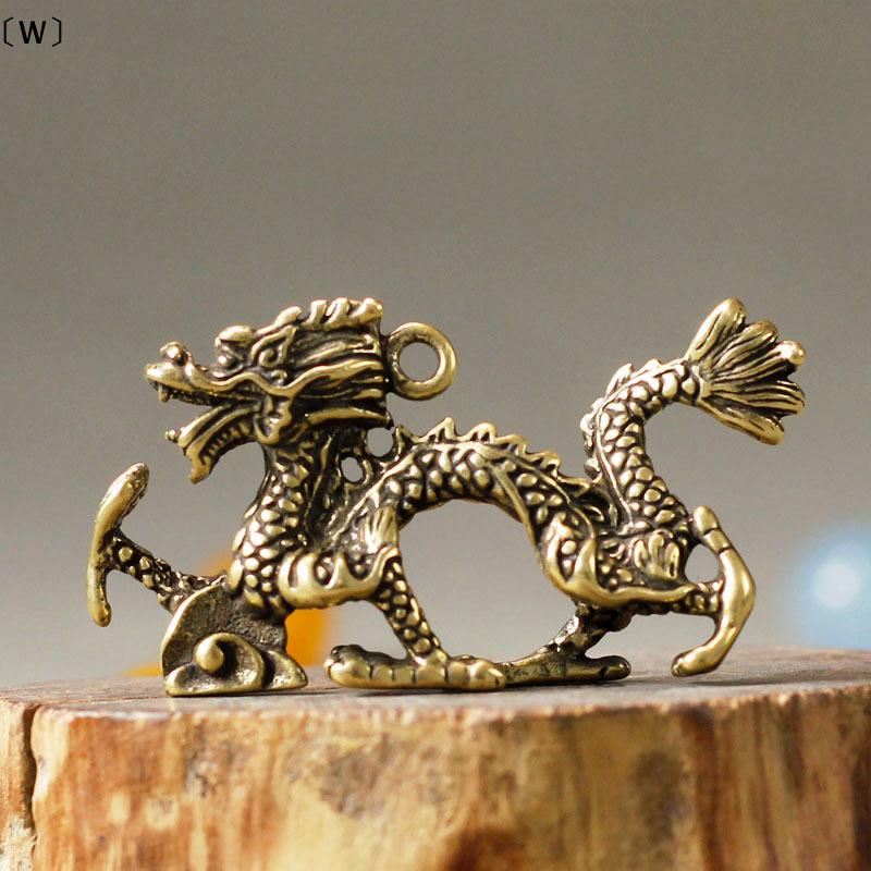 Chinesischer Bestiendrache Bronze-Figur Antike Kupfer Mythisches Tier Miniatur-Statue Heimdekoration Handwerks-Sammlung