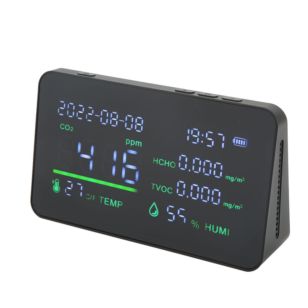 Air Quality Monitor CO2 Detector USB Charging Carbon Dioxide HCHO Temperature Humidity Detector with Large Screen