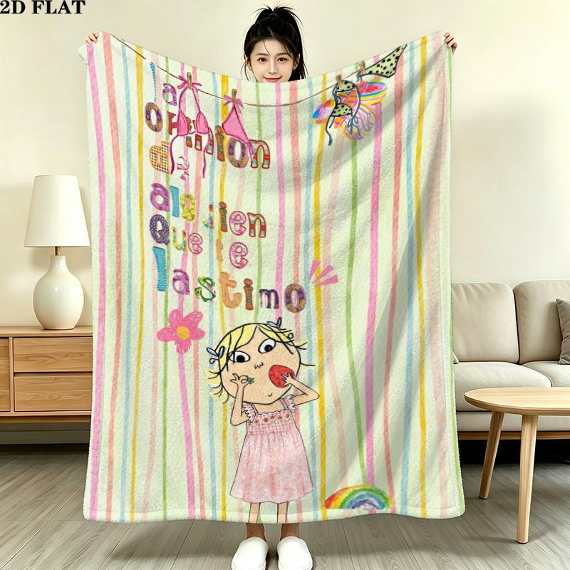 Charlie Lola Print Flannel Blanket, High quality Comfortable for All Seasons, Home Decor, Warmth and Comfort, Perfect for Christmas Gifts