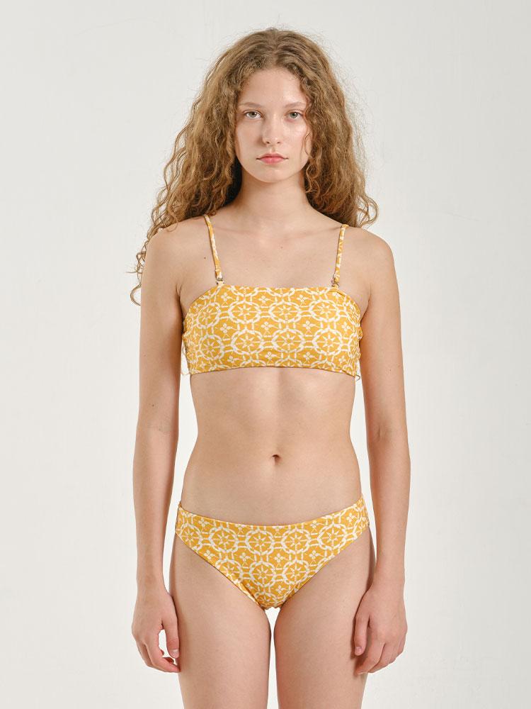 Painbei Bandeau Bikini Top, Geo Yellow