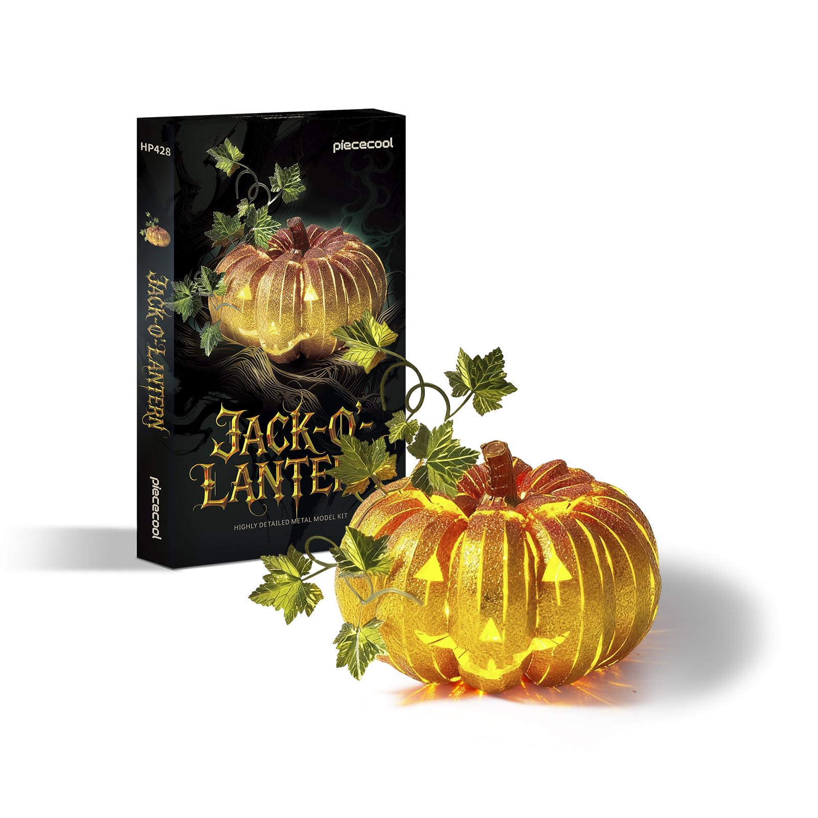 3D-пазл Piececool - Металлическая тыква Джека (Jack-o -lantern) со светом - Требуется сборка, клей не нужен - Уровень сложности 2 звезды - Средний - Подходит