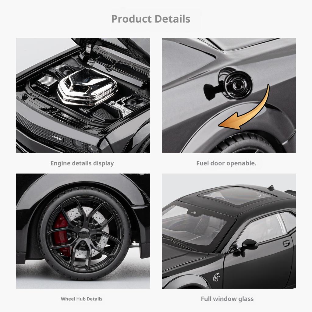 Hellcat Muscle Car Model Simulation Sound and Light Alloy Die-cast Car Model Collection Ornaments Boy Sports Car Toy Gift