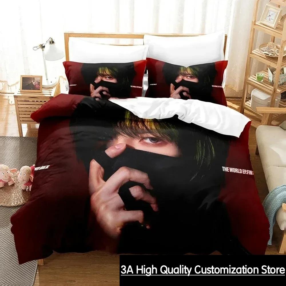 El Mundo Ep.fin Will ATEEZ Juego de Ropa de Cama Funda Nórdica Juego de Cama Funda de Colcha Funda de Almohada Edredón tamaño King Queen Ropa de Cama para Niños Adultos