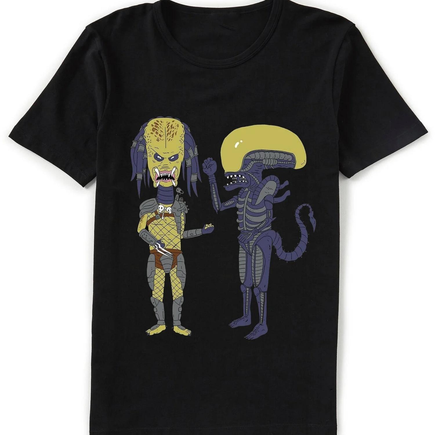 

Alien Vs Predator X Beavis and Butthead Hunter and Xenomorph Funny Black T-Shirt Cheap Sale Cotton T Shirts for Boys XXXXXL чёрный