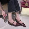 Retro Temperament Small Man Inner Height Increase Single Shoes Women's Slope Heel Pointed Small Leather Shoes Versatile Soft Leather