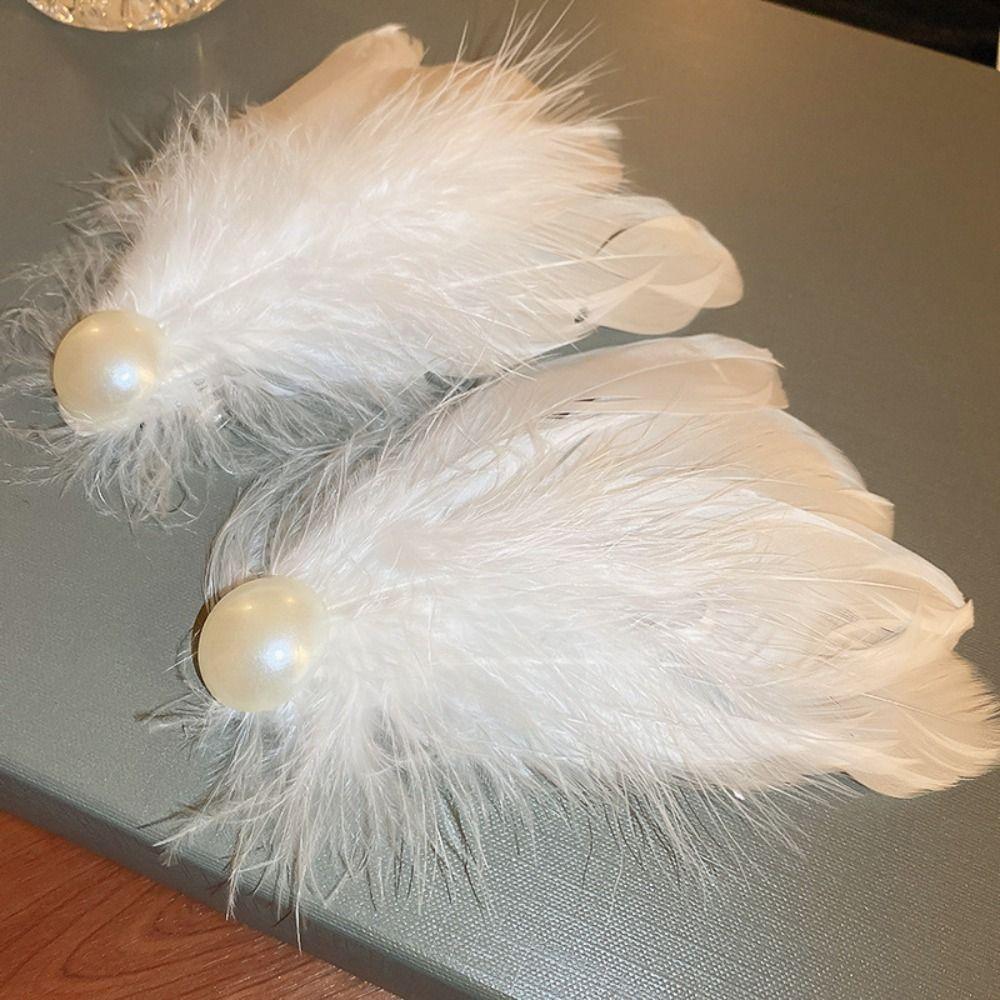 Headwear White Swan Hairpin Pearl Ballet Pearl Barrettes Jewelry Feather Hair Clips  Girls