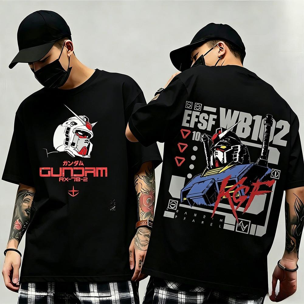2026 Summer New Arrival Mobile Suit Gundam Print Shortsleeve Tshirt Trendy Y2k Style Suitable For Both Unisex And Unisex
