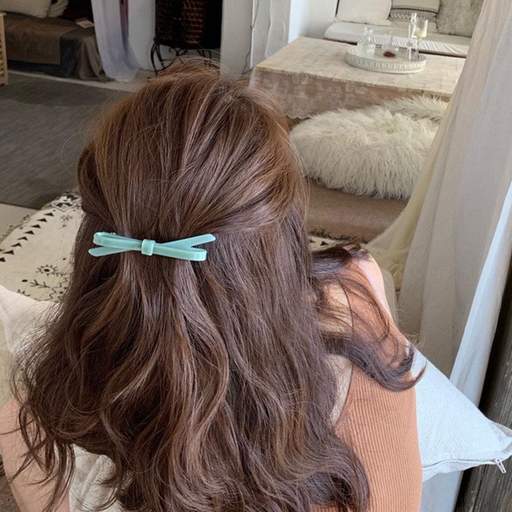 5-color Women Bow Hair Clips Plain Color Acrylic Hairgrip Tie Sweet Hair Bowknot Bow Simple Cute Hairpin Accessories Pins S X8m4