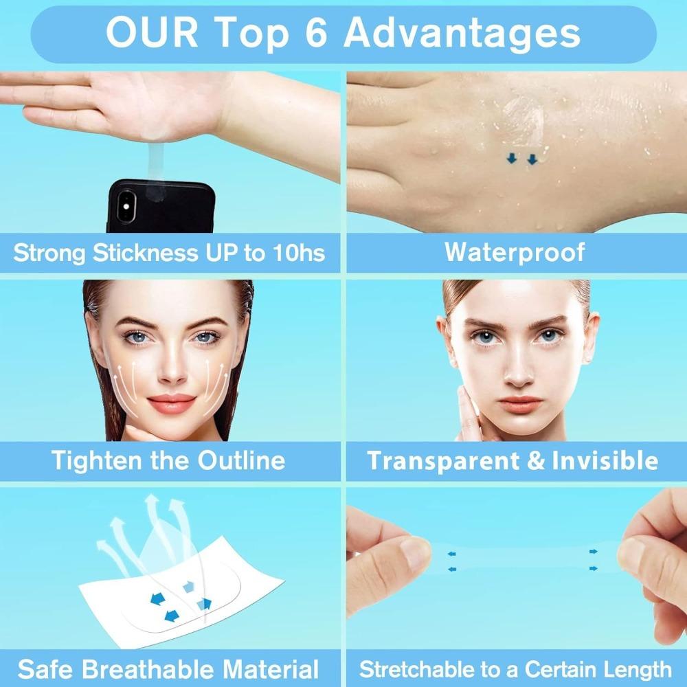 50pcs/100pcs Hot Waterproof Face Lift Tape Invisible Transparent Lifting Face Stickers Adhesive Tape Thin Face Patches Wrinkle