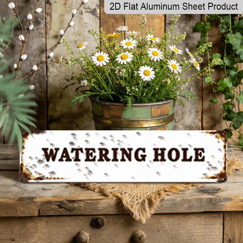 

15.7×3.94inch Rustic Watering Hole Metal Wall Sign - Vintage Farmhouse Outdoor/ Decor with Wildlife Watering Hole Scene - Art for Patio, Garden 40cm x 10cm