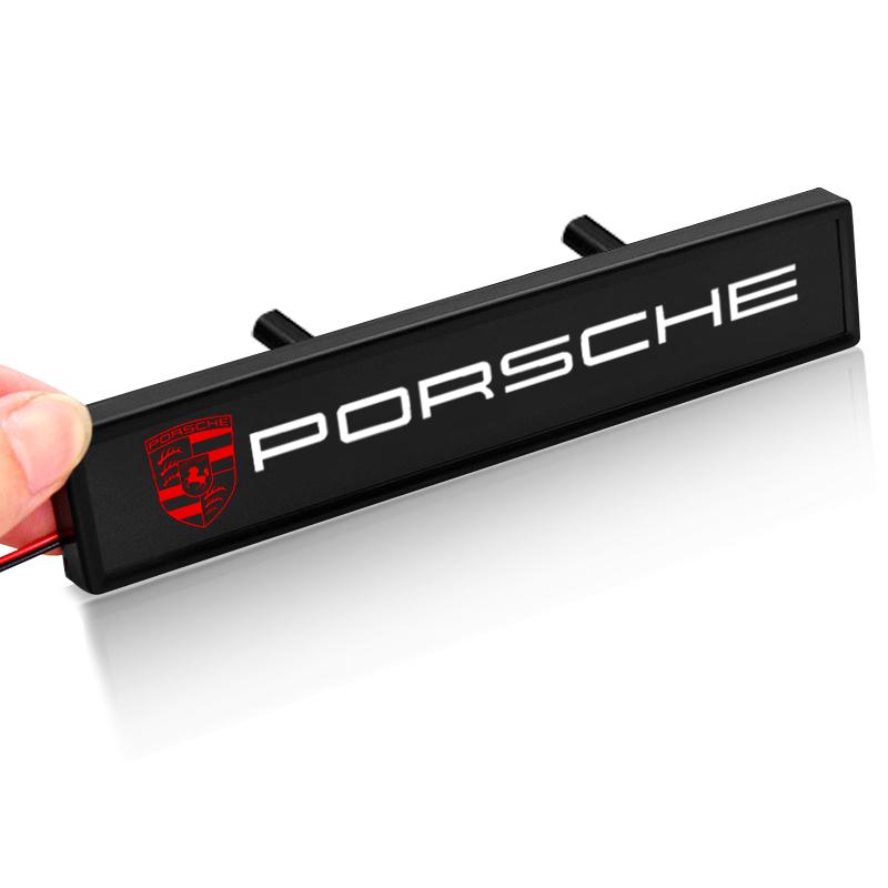 

1 шт. Декоративные светодиодные фонари для автомобиля, украшение эмблемы решетки капота, аксессуары для Porsche 911 Cayenne Panamera Macan Boxster Carrera-GT 928 944 918 чёрный
