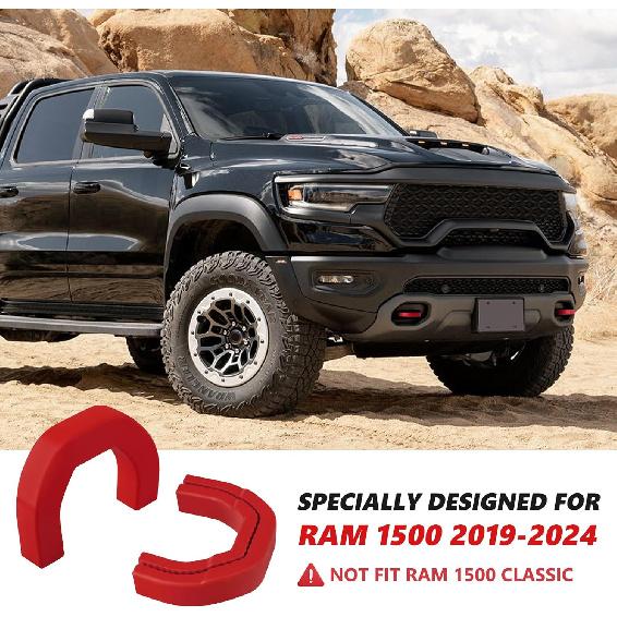 Front Tow Hooks Covers Hitch Cover Ized Car Tow Hooks Compatible With RAM 1500 Accessories -2026|Red (Not Fit For RAM 1500 Classic,Warlock,RAM