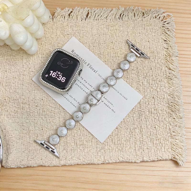 Compatible Bands for Apple S11, iWatch 109876SE, Huawei GT6, Xiaomi 9PRO - Round Bean Drip Glue, Small Flower Design