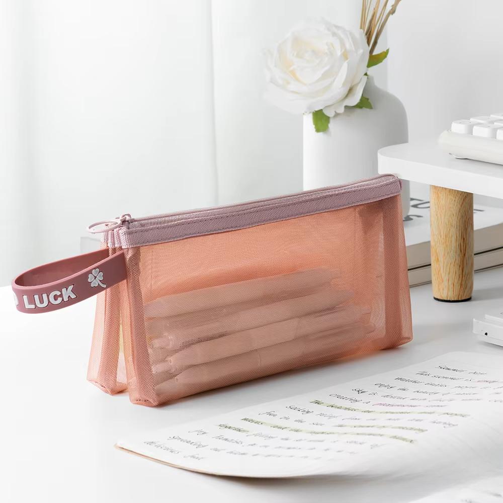 

Сетчатый пенал Прозрачная косметичка Органайзер для экзаменов для школы Большая вместимость Корейский стиль Студенческий повседневный Держатель для канцелярских товаров розовый